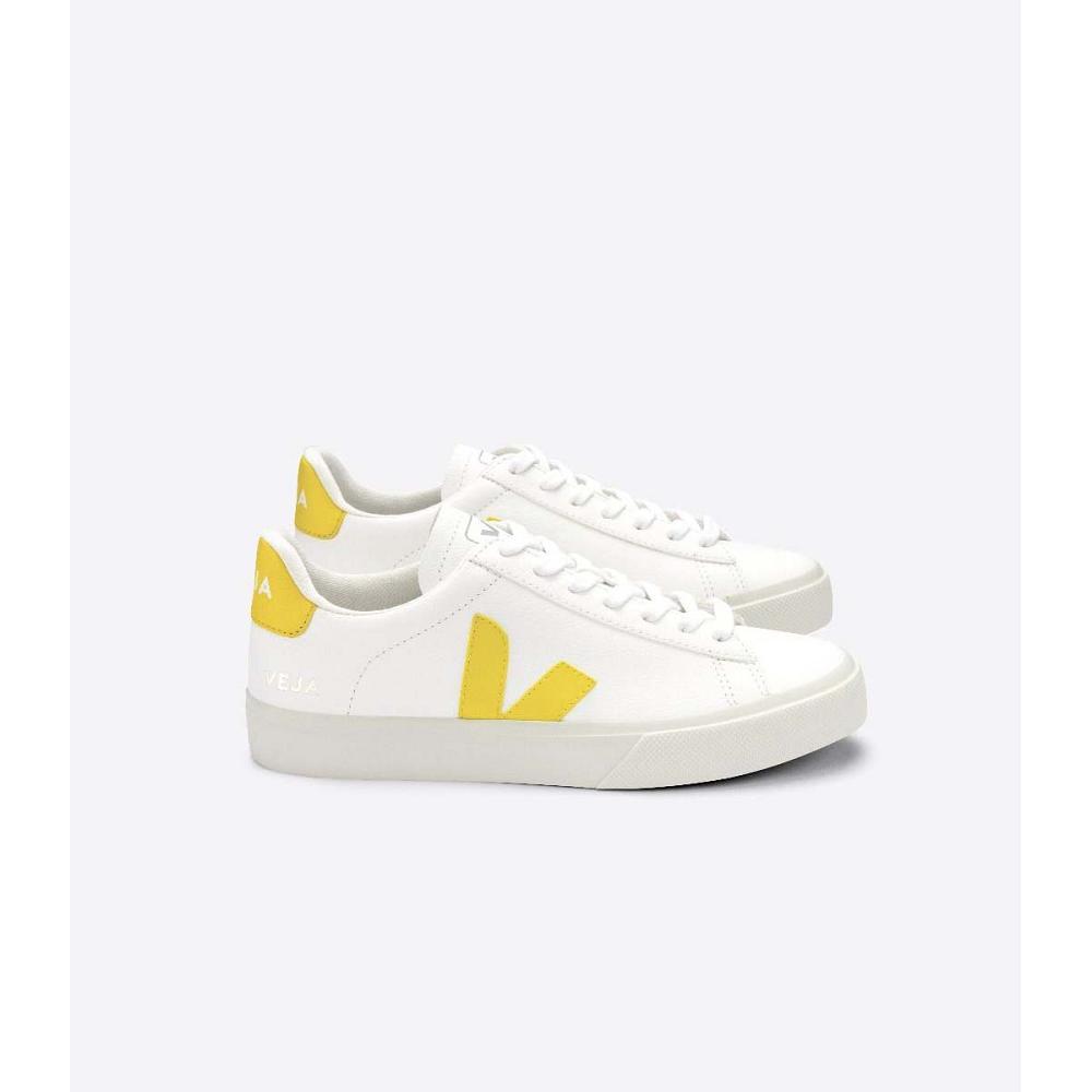 Veja CAMPO CHROMEFREE Low Tops Sneakers Dames White/Yellow | NL 602OKI